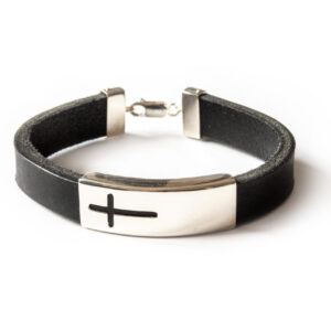 BRANSOLETKA ZE SREBRA 925 I SKÓRY