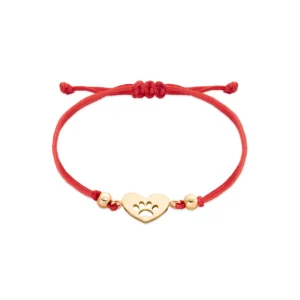 BRANSOLETKA SERCE Z ŁAPKĄ NA SZNURKU