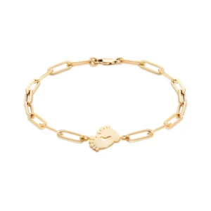 BRANSOLETKA Z DZIECIĘCYMI STÓPKAMI - PROSTOKĄTNE OGNIWA