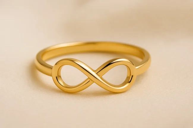 Pierścionek nieskończoność złoty